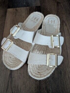 Haute Hippie Canvas Slide Sandal New Wo Box Size 8 Beige